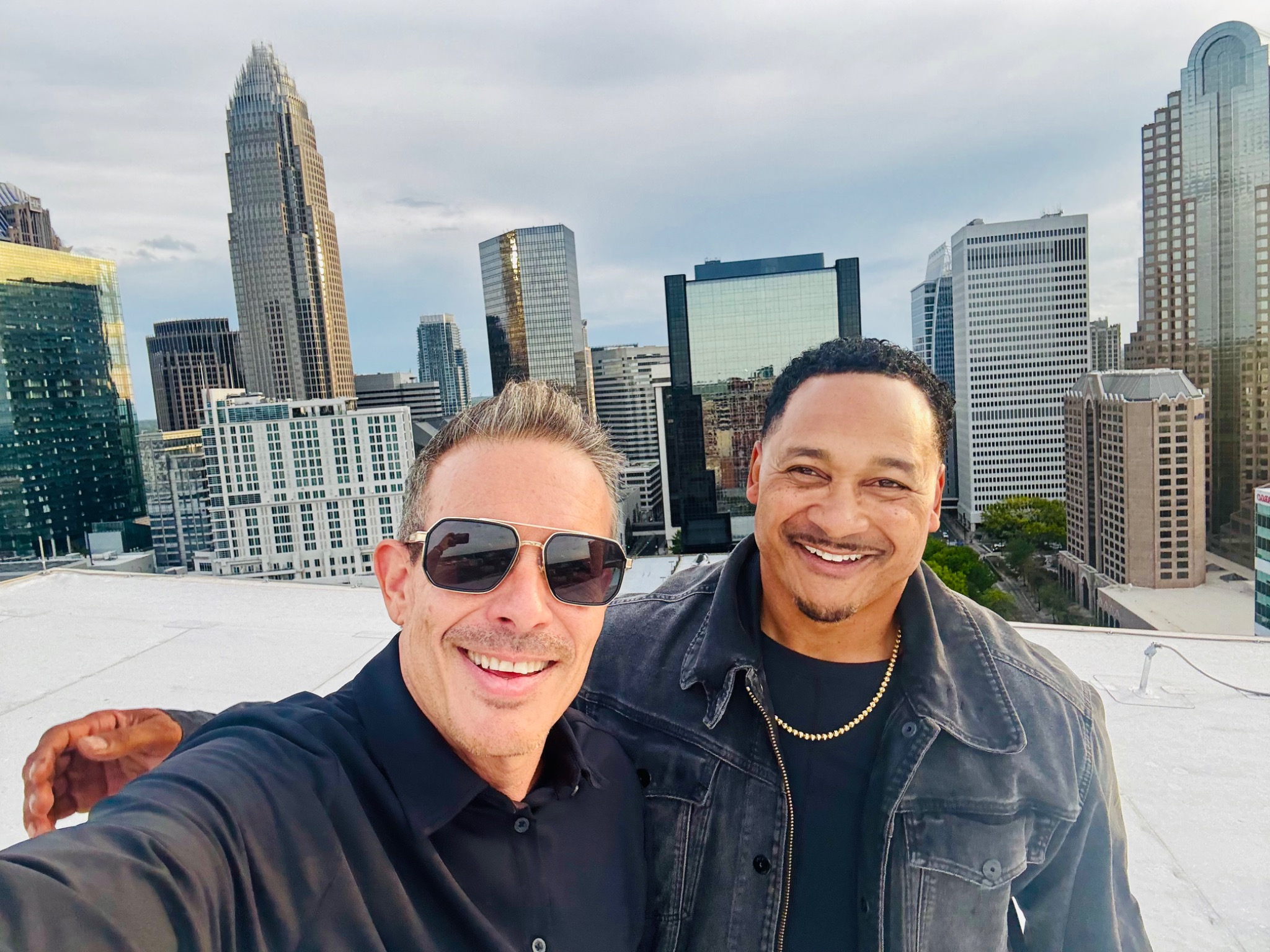 Dave Feimster and Dion Williams overlooking Charlotte