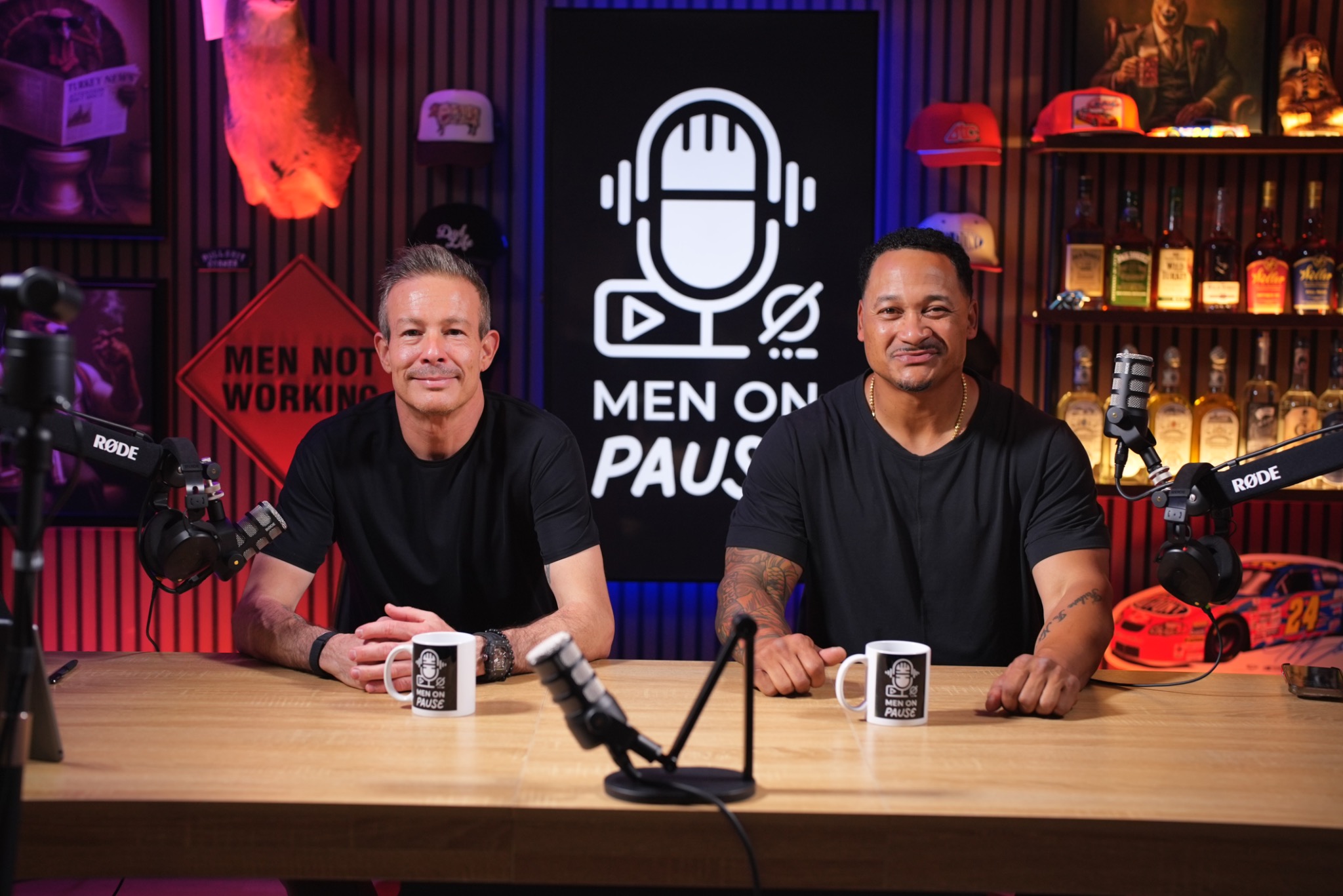 Dave Feimster and Dion Williams in the Men On Pause studio